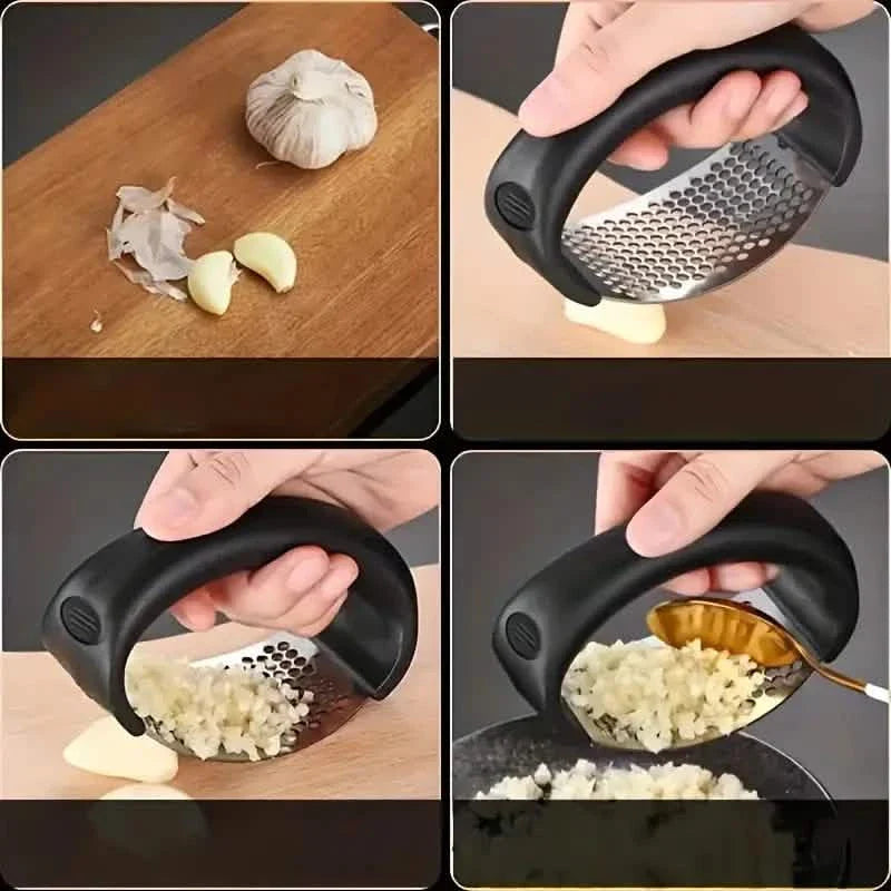 Premium Stainless Steel Garlic Rocker Press - Compact, Durable, and Rust-Resistant Kitchen Gadget